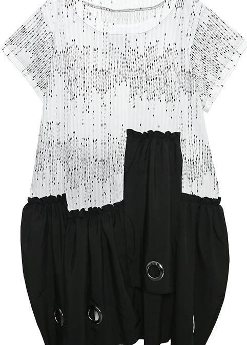 Style White Cotton Dresses Patchwork a Line Summer Dress