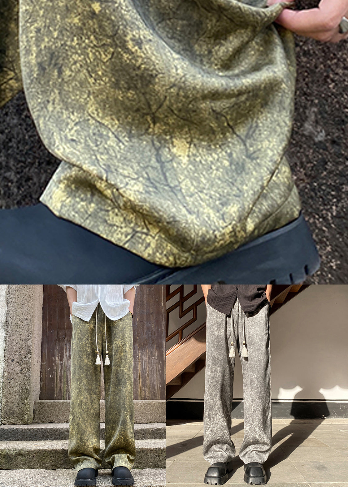 Stylish Green Print Elastic Waist Silk Pants Summer