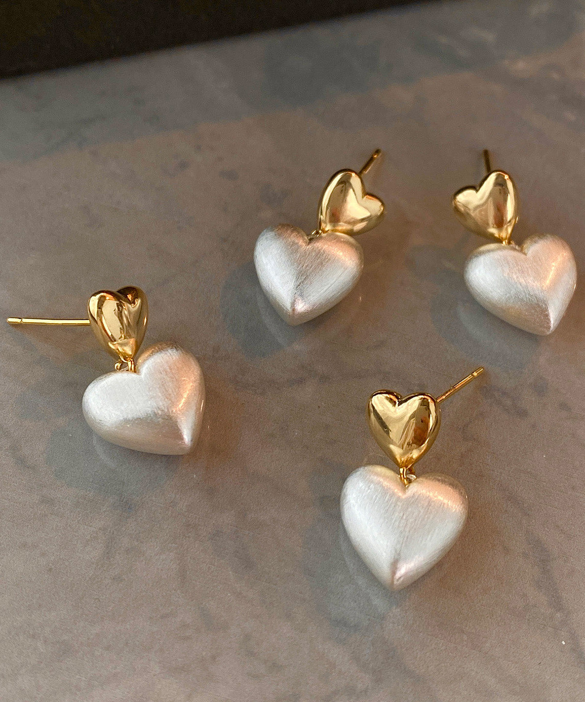 Stylish Metal Frosted Heart-shaped Stud Earrings