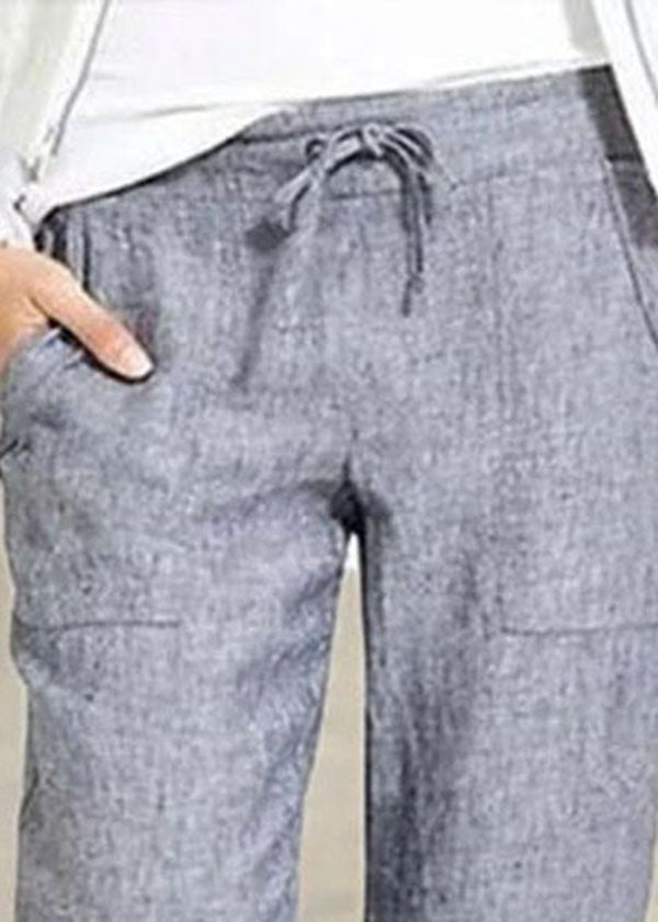Grey Cotton Linen Pants for Loose Trousers