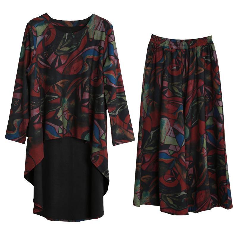Thin Literary Suit Autumn and Winter New Irregular Simple and Loose Two-piece Suit