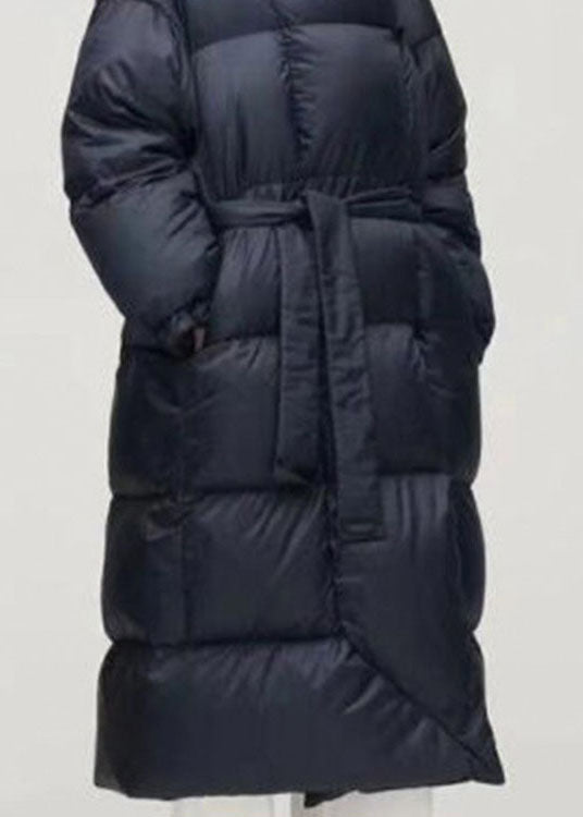 Unique Navy Hooded Pockets Thick Winter Duck Down Coat
