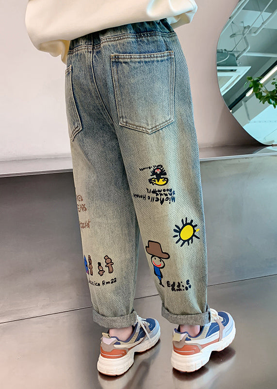 Denim Blue Patchwork Harem Kids Harem Pants Spring