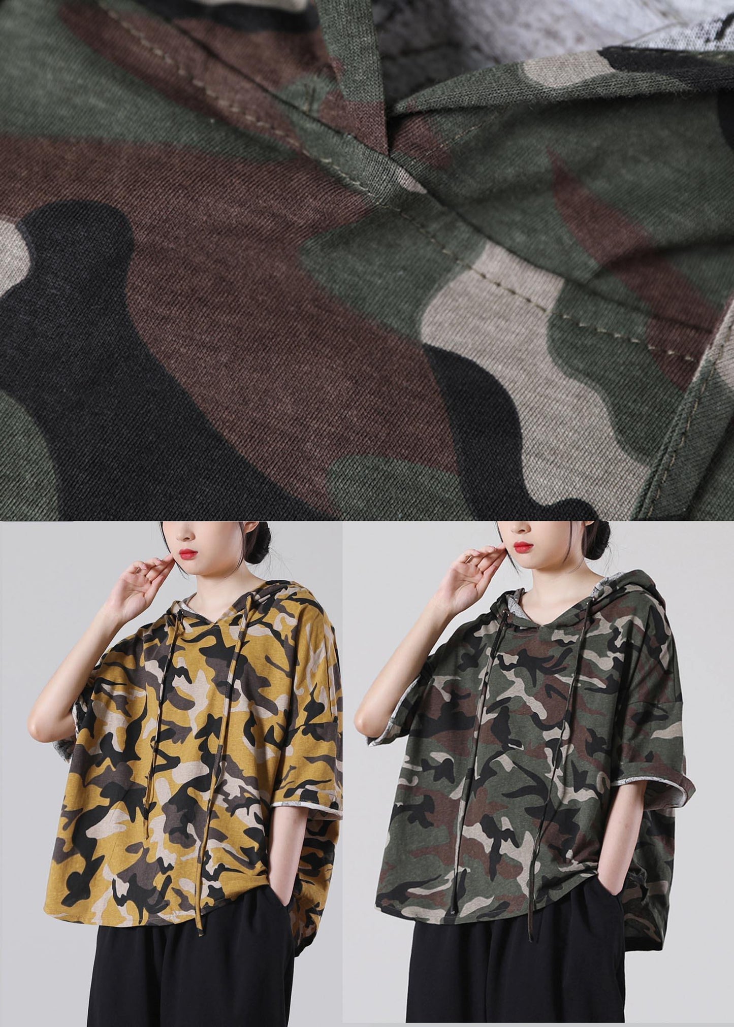 Green Camouflage Cotton Top Summer