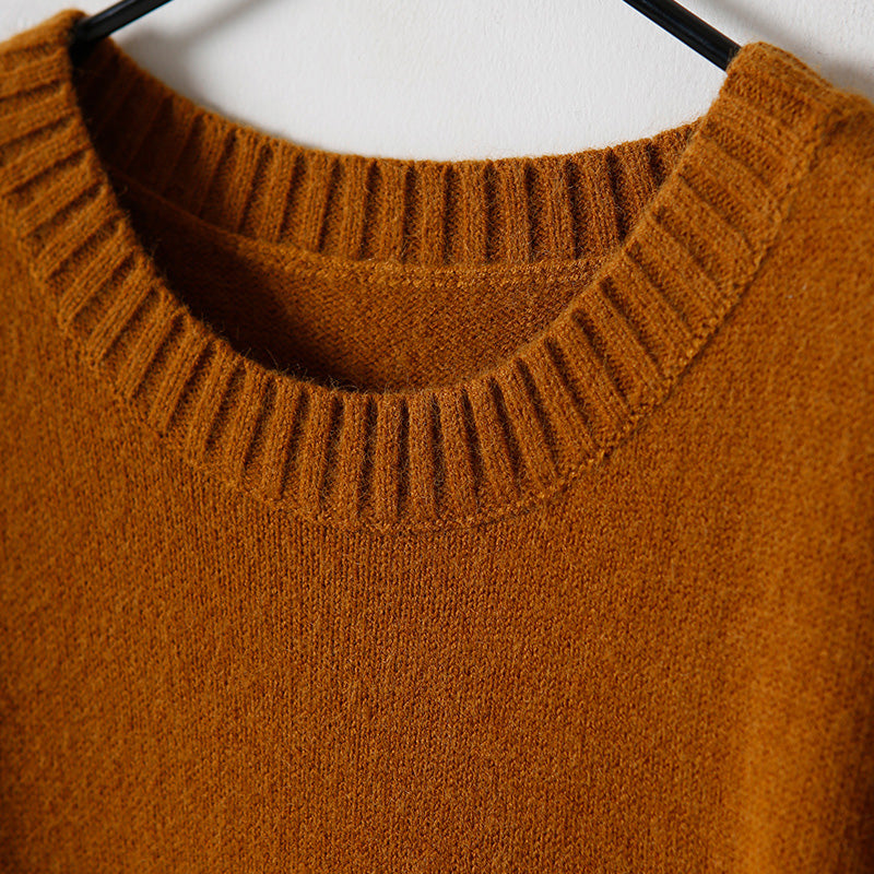 Sweater Weather Street Style O Neck Spring Yellow Ugly Knit Dress Side Open