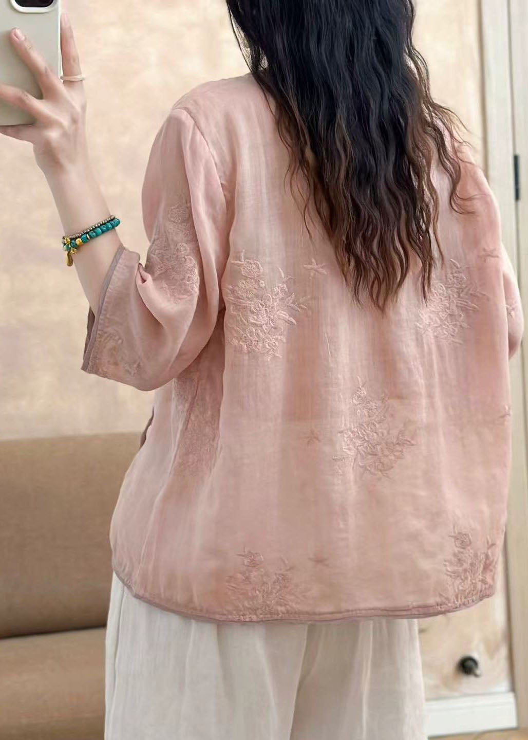 Yellow O Neck Embroidered Linen Top Summer