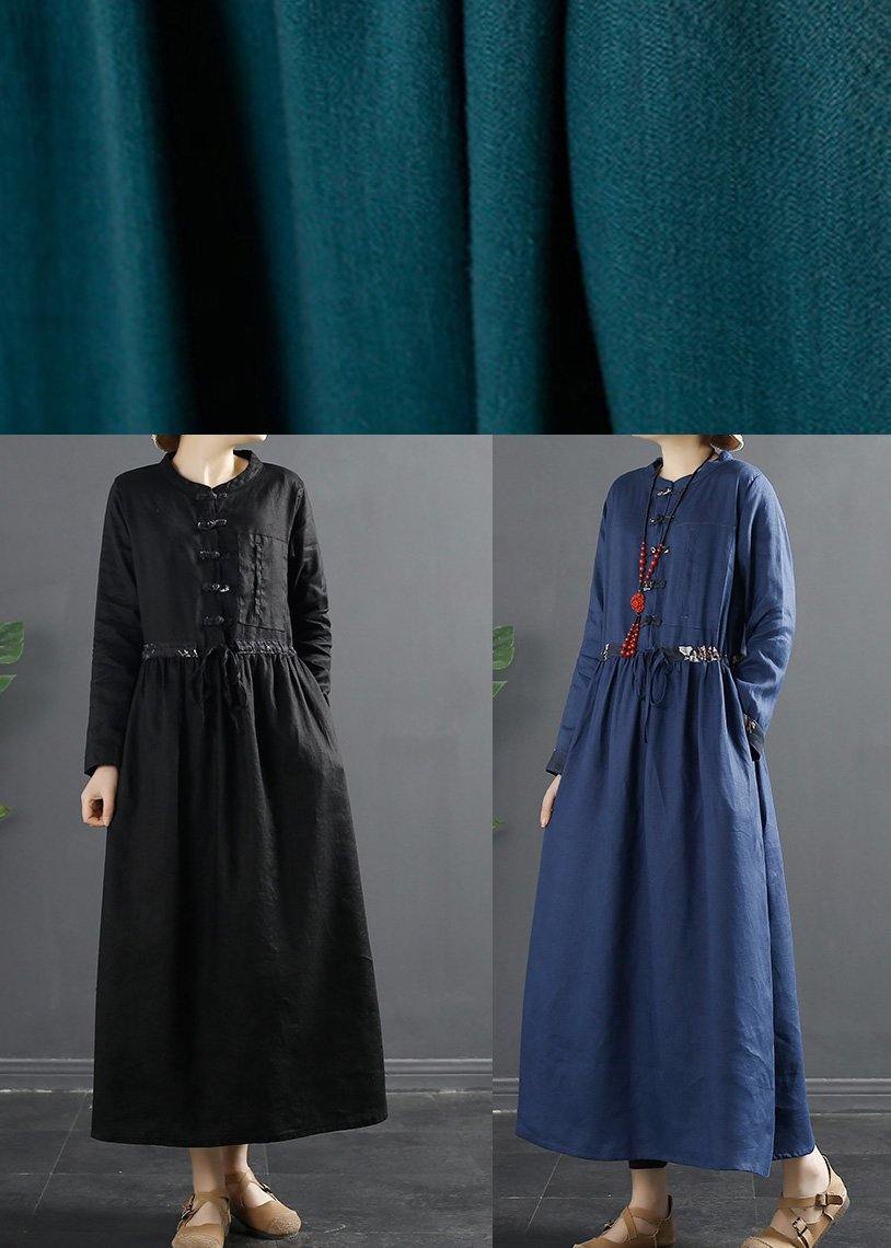 Vivid Black Clothes for Drawstring Kaftan Dress