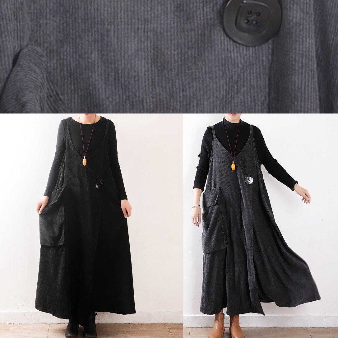 Vivid Large Pockets Fall Dress Photography Black Kaftan Dresses