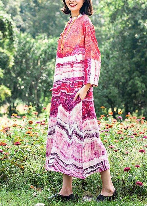 Vivid Patchwork Stand Collar Tunic Pattern Lnspiration Print Dress