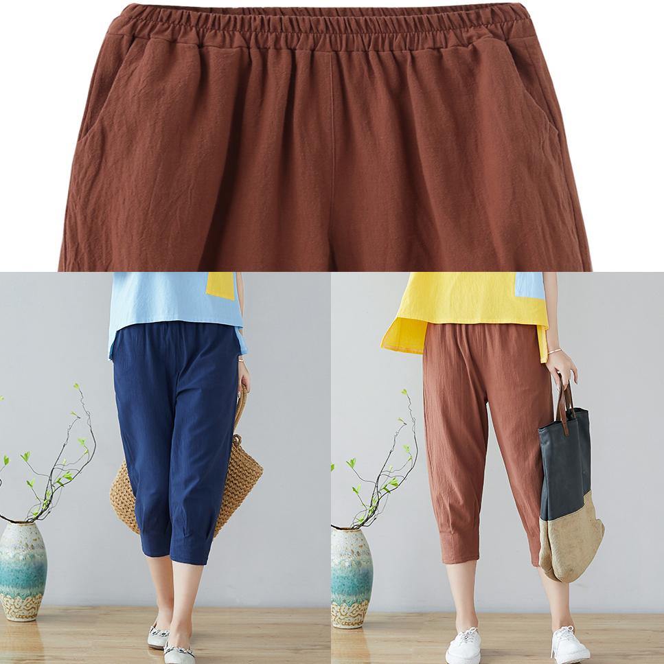 Vivid Elastic Waist Cotton Tutorials Khaki Harem Pants