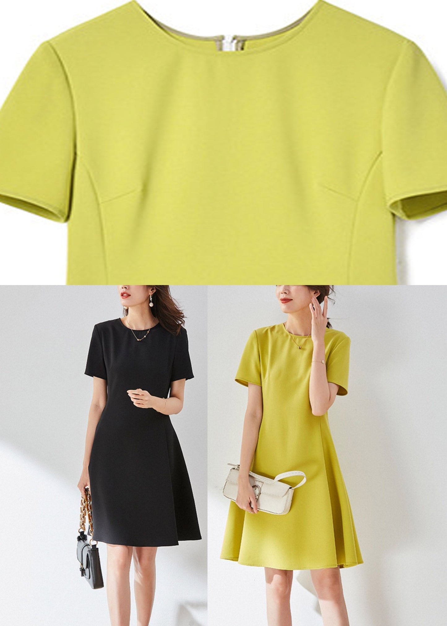 Vogue Black O-neck Mid Dress Summer