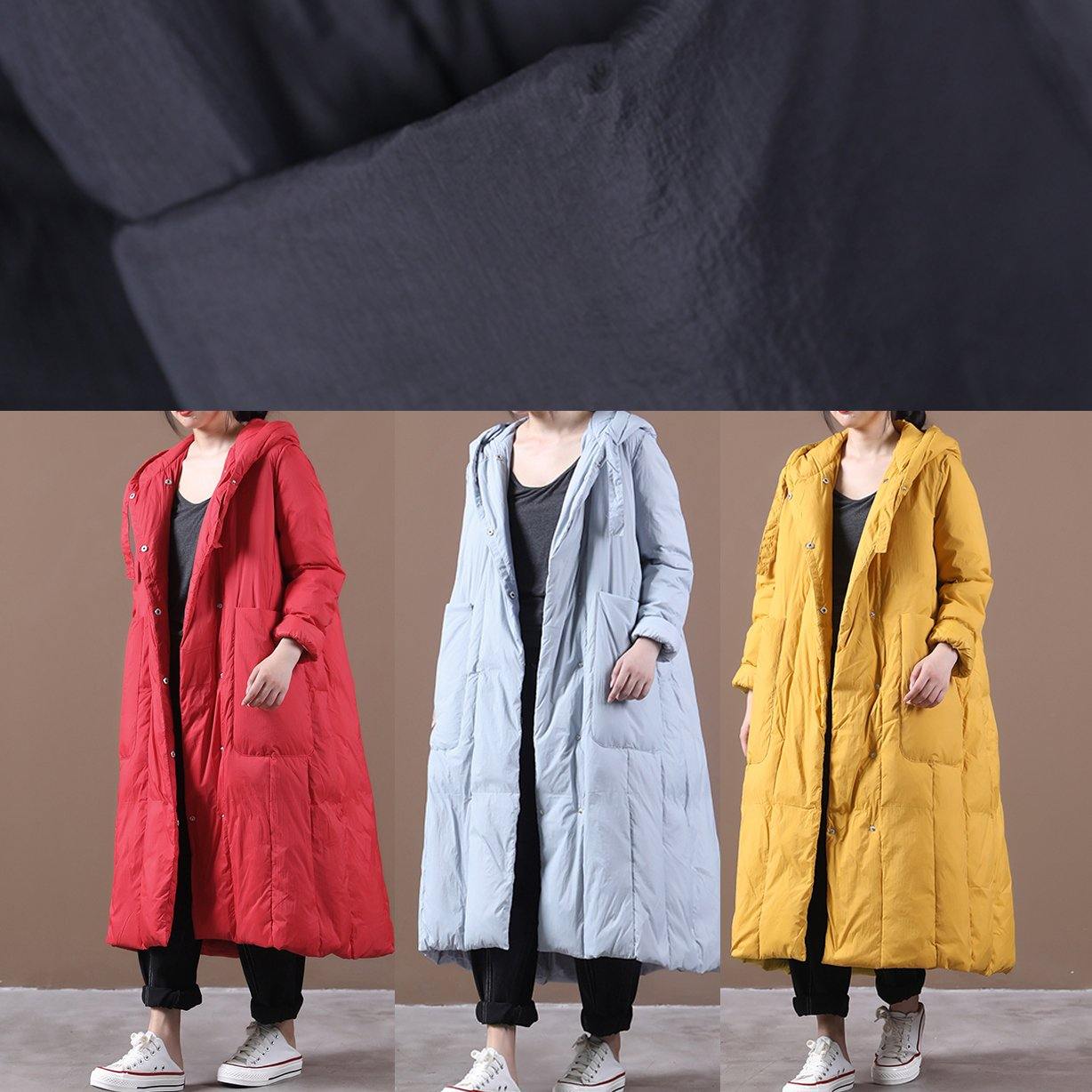 Warm Yellow Warm Winter Coat Clothing Down Jacket Hooded Large Pockets Coats