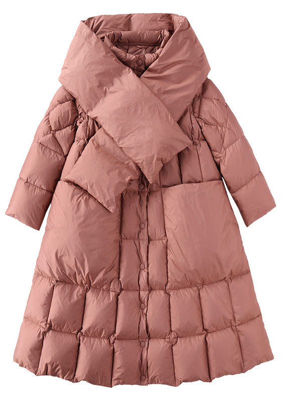 Pink Stand Collar Pockets Winter Duck Down