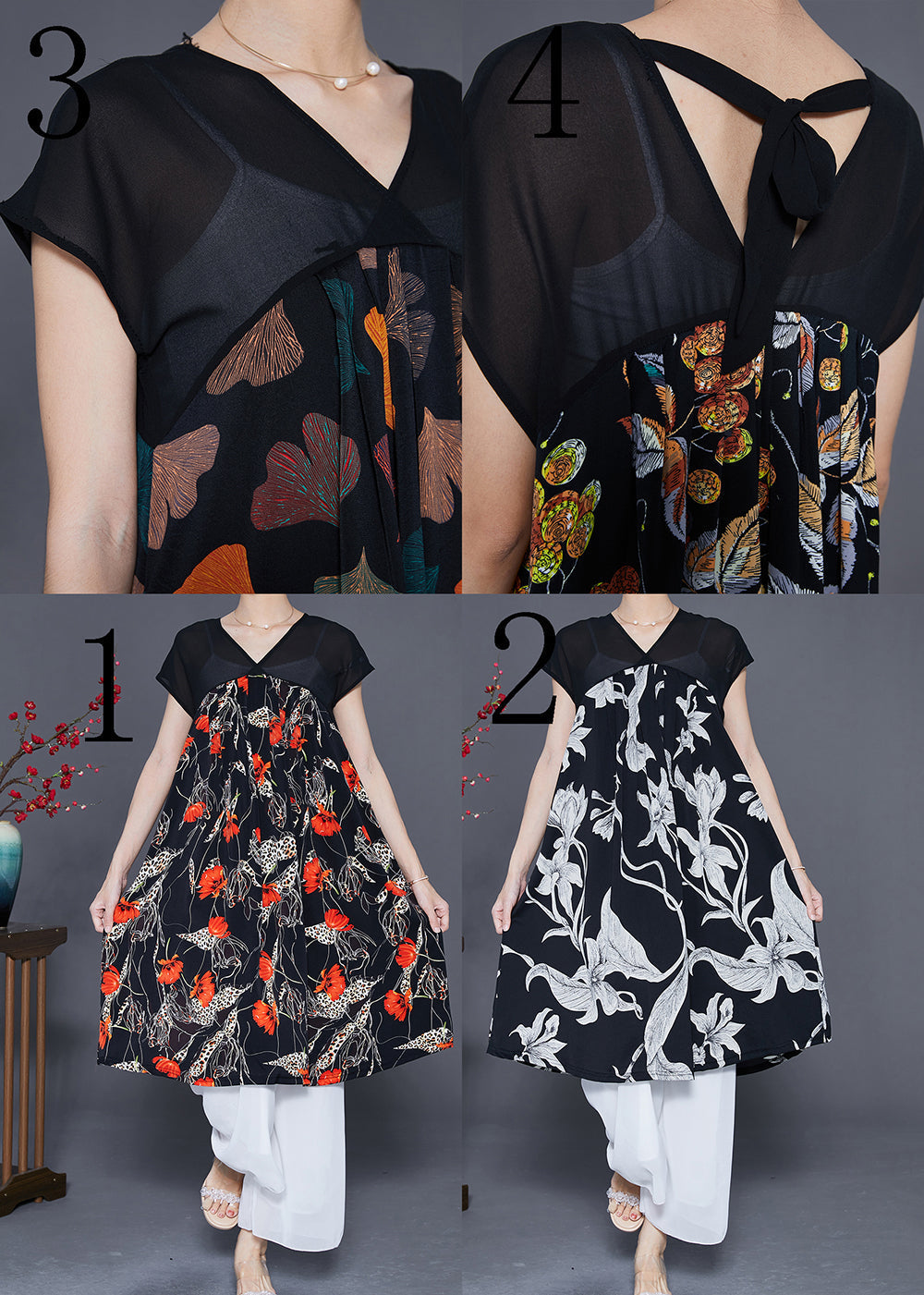 Red Exra Large Hem Chiffon Maxi Dresses Summer
