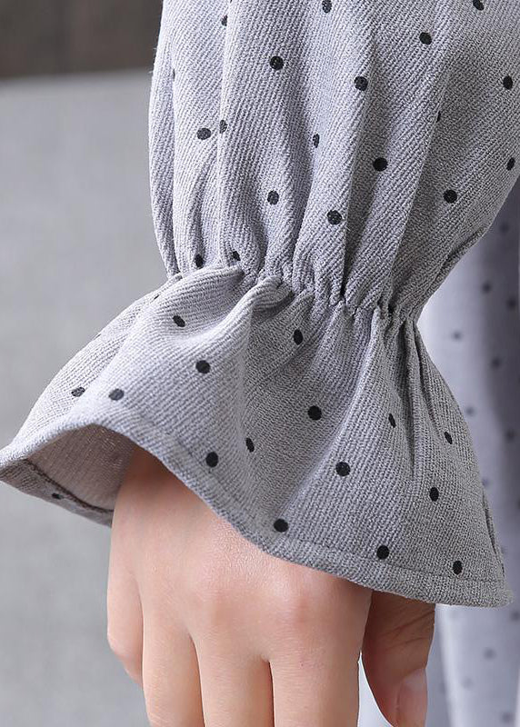 Spring Small Dot Petal Sleeve Literary Dress