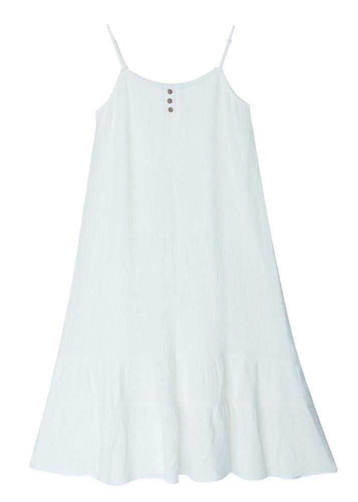 White Summer Patchwork Cotton Maxi Dress