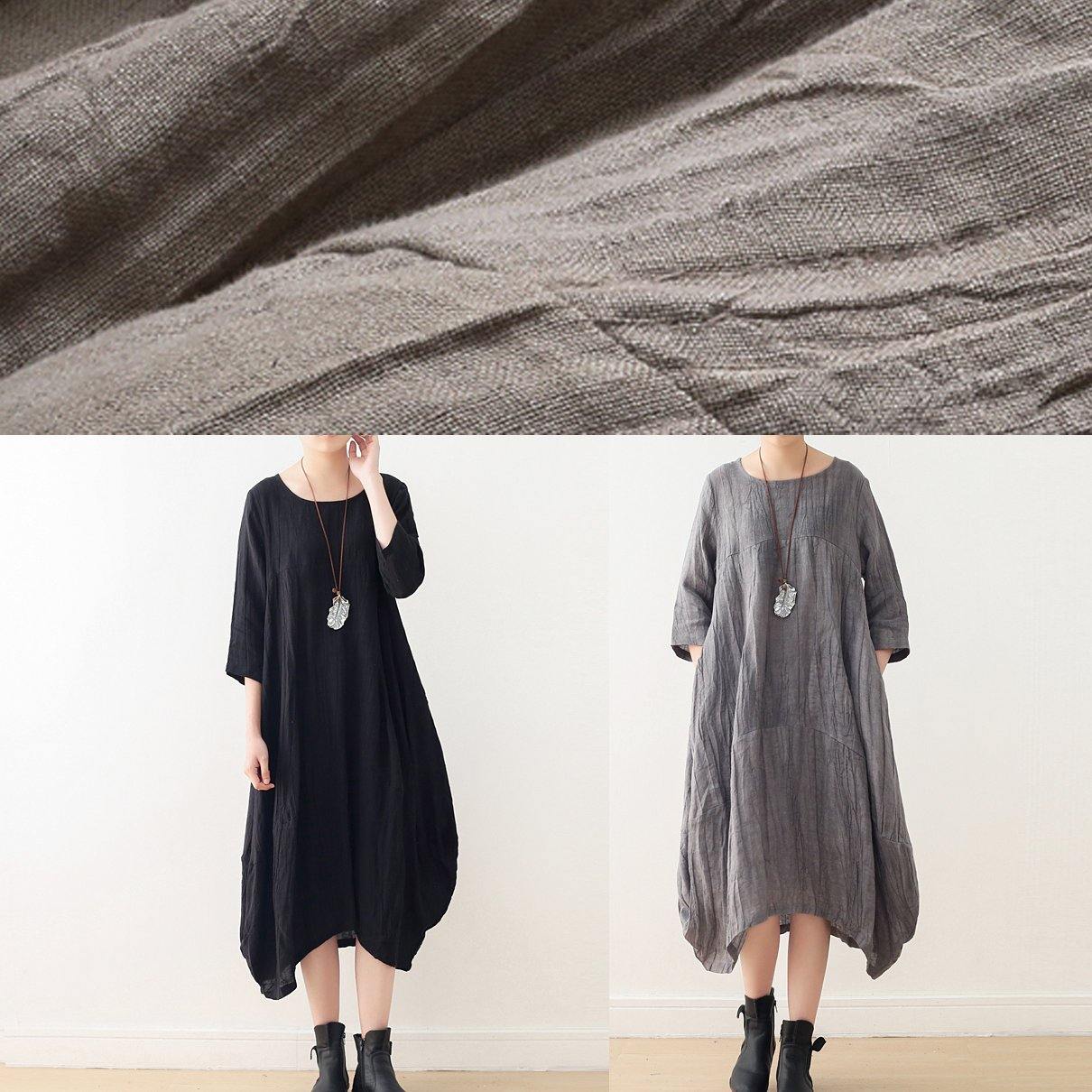 O Neck Asymmetric Linen Dress Wardrobes Black Dress