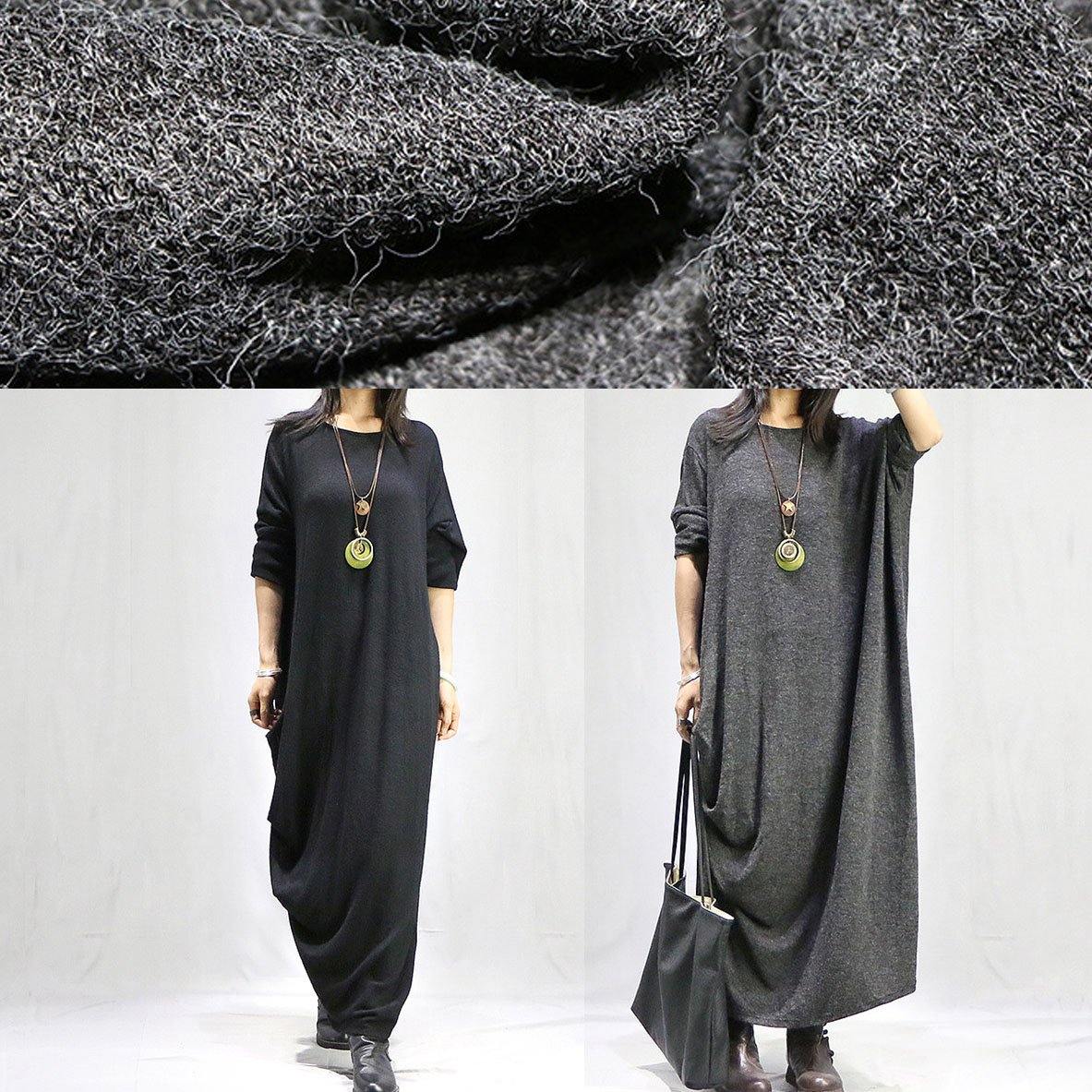 O Neck Long Sleeve Tunics Black Traveling Dress Fall