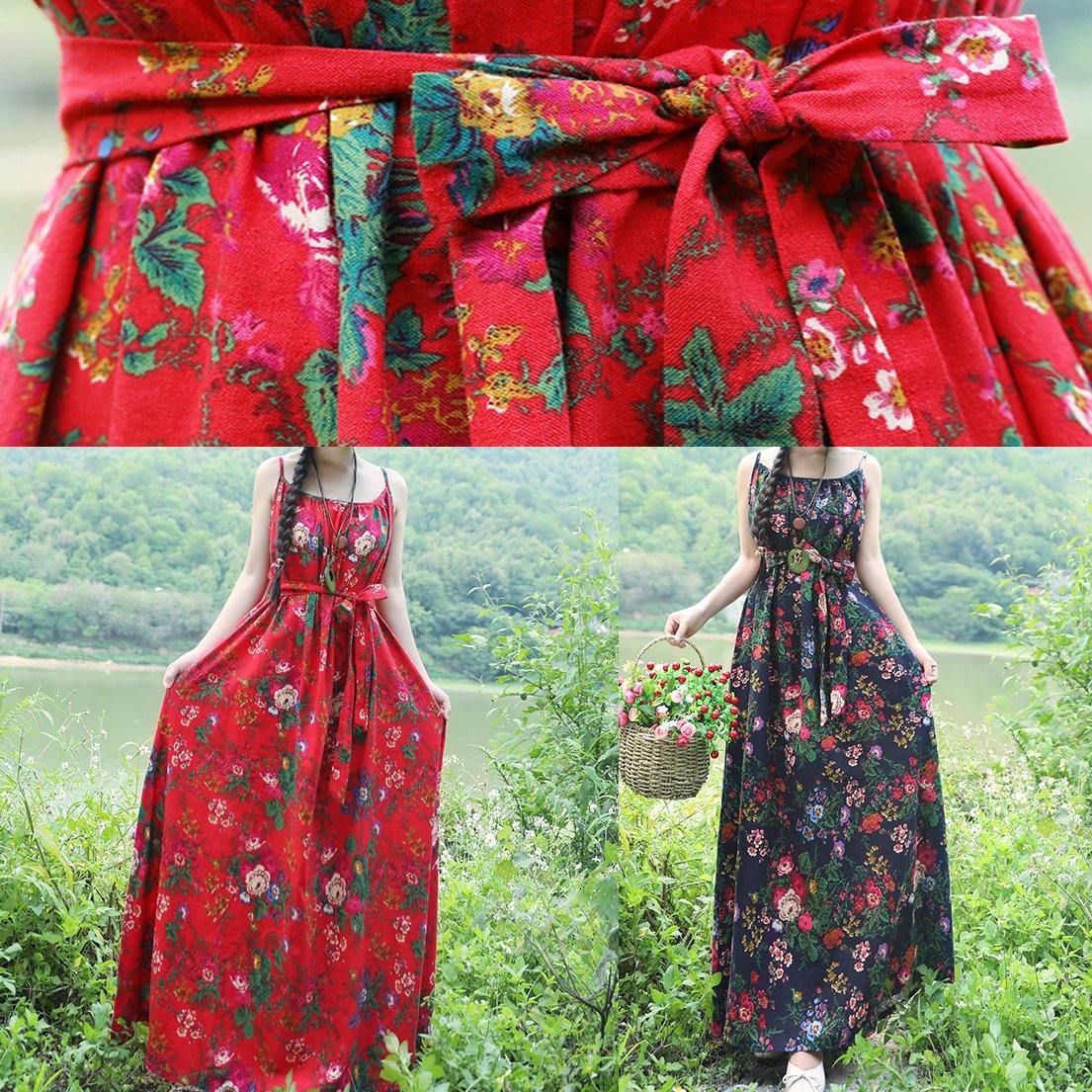 Red Cotton Linen Tunics Organic Tutorials Sleeveless Daily Summer Dress
