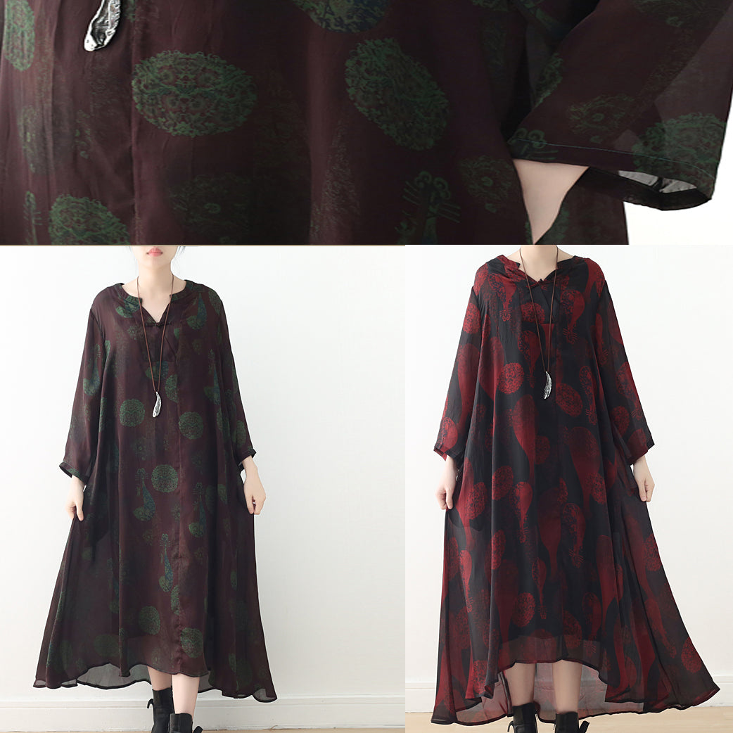 Red Print Chiffon Dresses Online Shopping V Neck Dresses Summer Dress