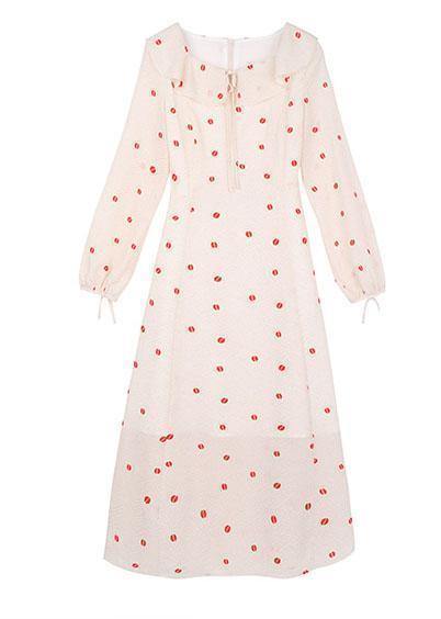 Ruffles Square Collar Chiffon Clothes for Shape Nude Dress Fall