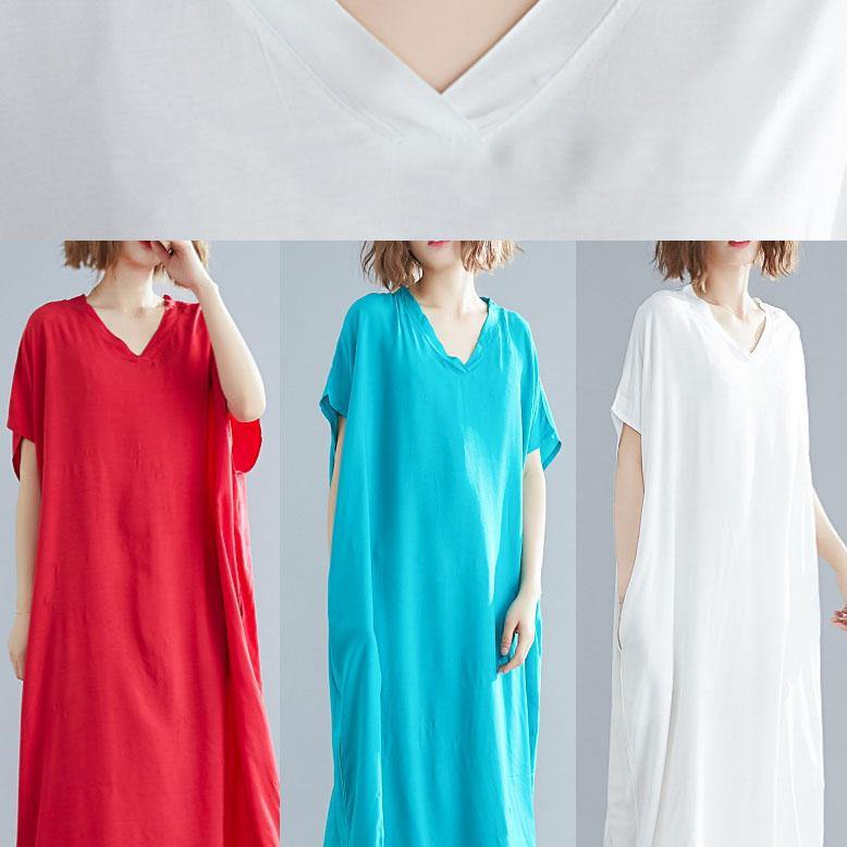 V Neck Pockets Cotton Linen Summer Soft Surroundings Work Red Dress