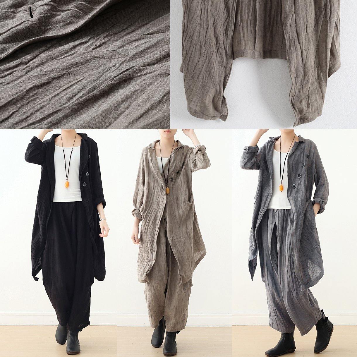 V Neck Cinched Trench Coat Khaki Baggy Outwear Fall