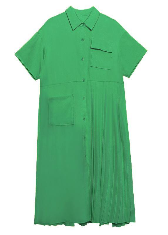 Yellow Cotton Clothes Lapel Cinched Kaftan Summer Dress