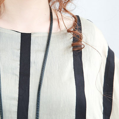 Baggy Striped Chiffon Caftans Oversized Asymmetric Hem Chiffon Gown O Neck Kaftans