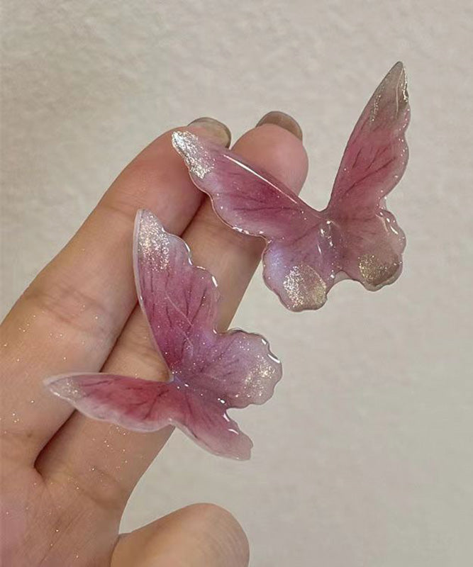 Pink Butterfly Zircon Stud Earrings