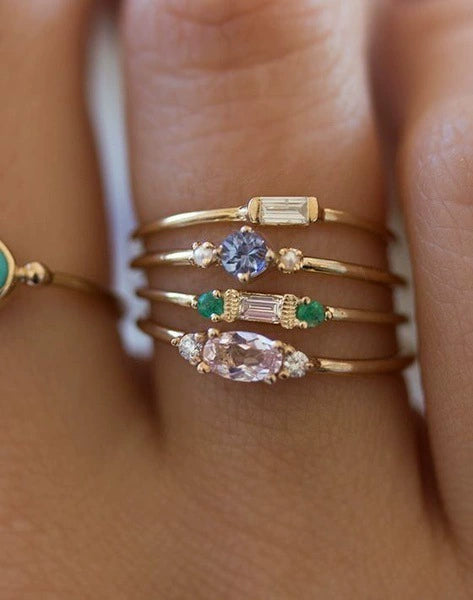 Gilded Gems Stacking Rings