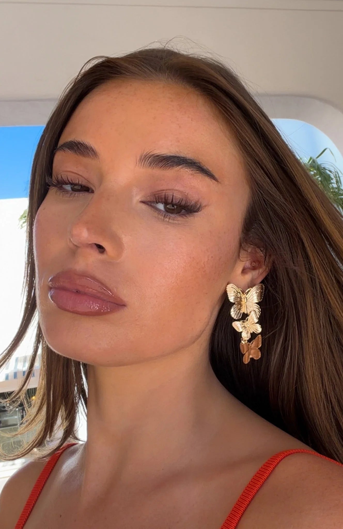 Adah Golden Butterfly Drop Earrings