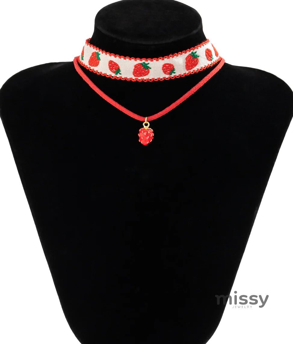 Kambree Strawberry Layered Necklace Set