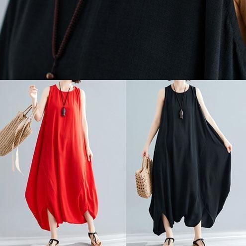 New Black Sleeveless Cotton Jumpsuit Pants Unique Wide Leg Skirts Pants