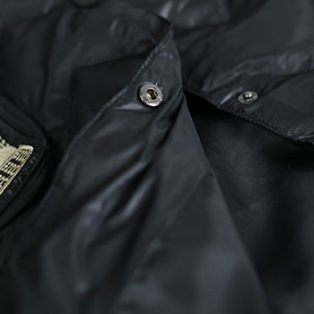 Fine Black Winter Down Coat Loose Fitting Hooded Down Coat Embroidery Pockets Winter Down Coat