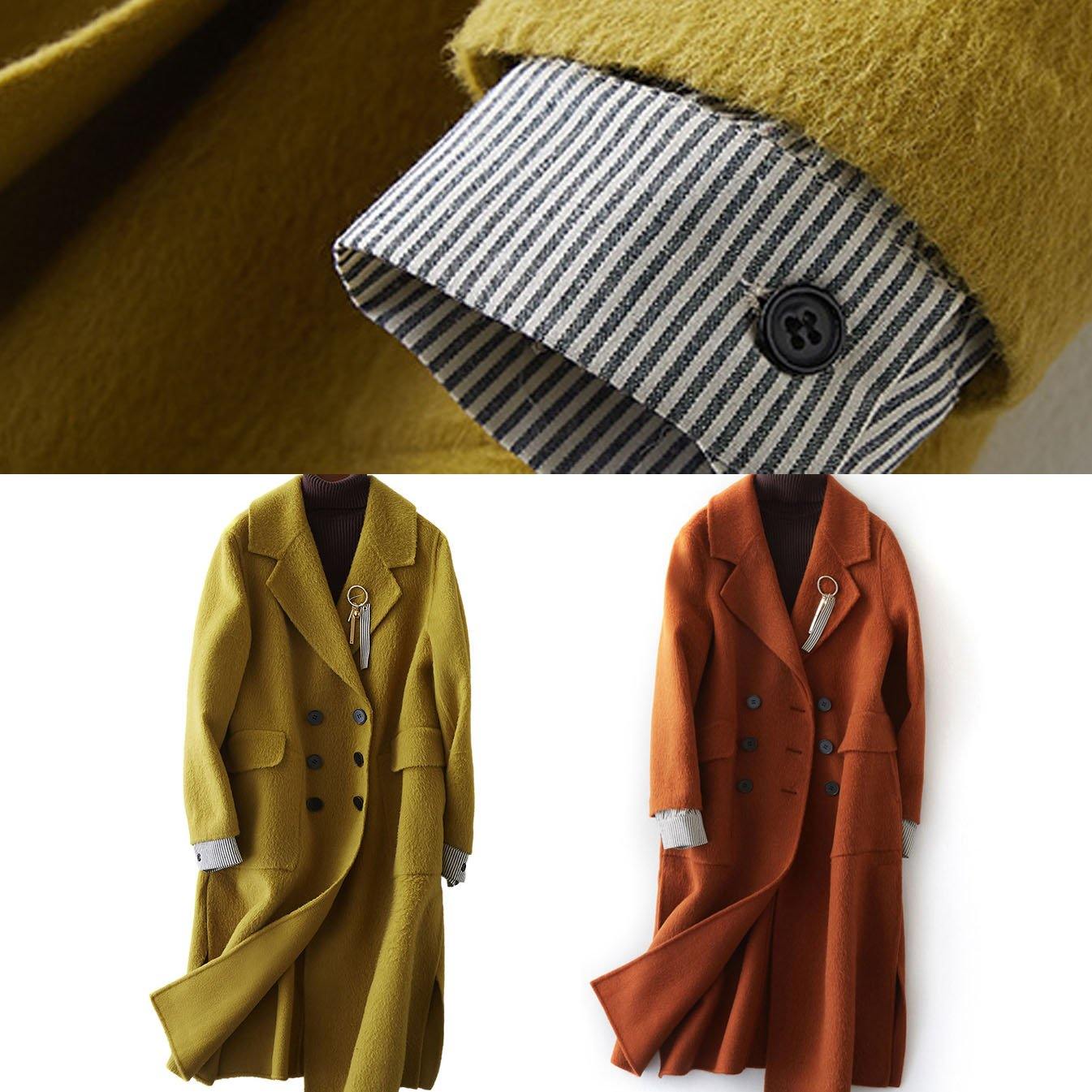 Fine Brown Woolen Coats Clothing Maxi Side Open Notched Coat