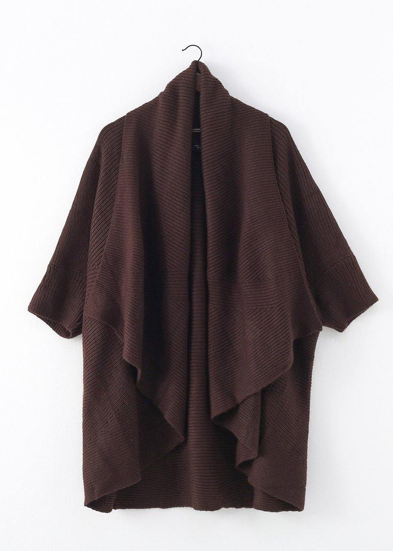 Winter New Knitted Bat Sleeve Thick Knit No Button Shawl Sweater Coat