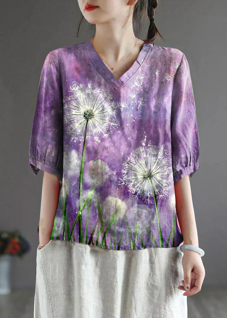 Red V Neck Embroideried Top Half Sleeve