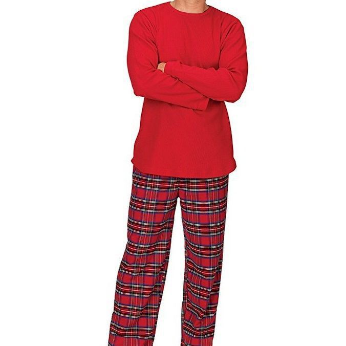 Stylish Winter Family Plaid Red Christmas Pajama Set for Unisex