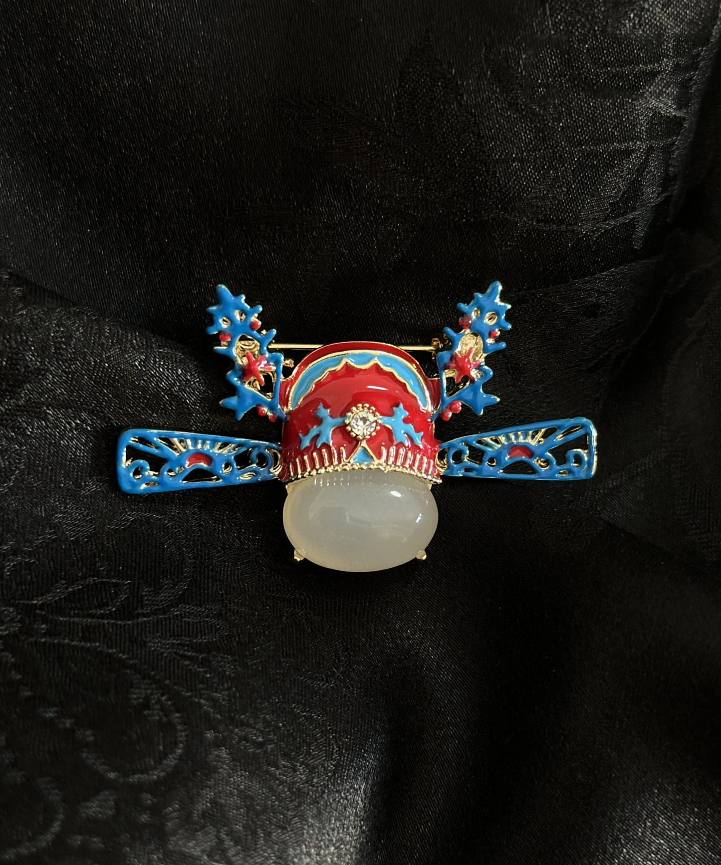 Blue Jade Enamel Champion Hat Brooches