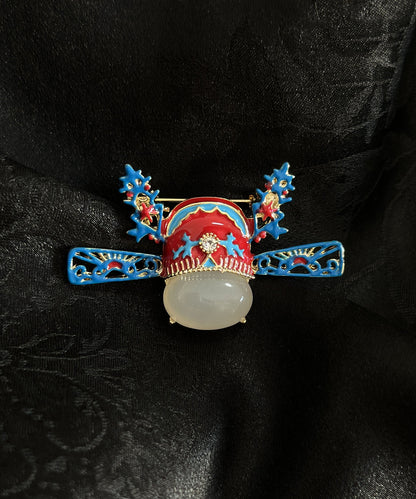 Blue Jade Enamel Champion Hat Brooches