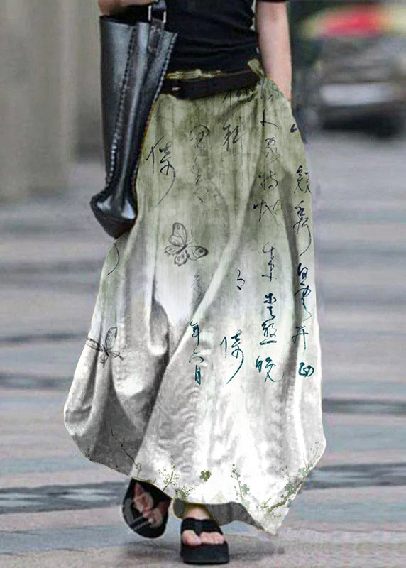 Cotton High Elastic Waist Side Pocket Zipper White Flowers Skirts