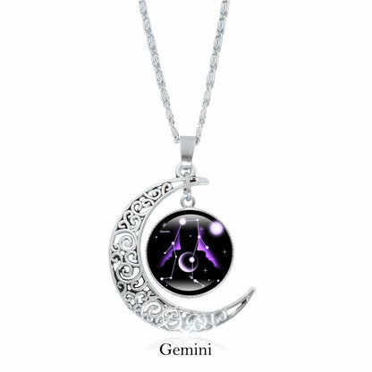 Buddha Stones 12 Constellations of the Zodiac Moon Protection Necklace Chain Pendant