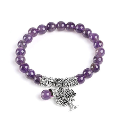 Buddha Stones Natural Gemstone Tree of Life Lucky Charm Stretch Bracelet