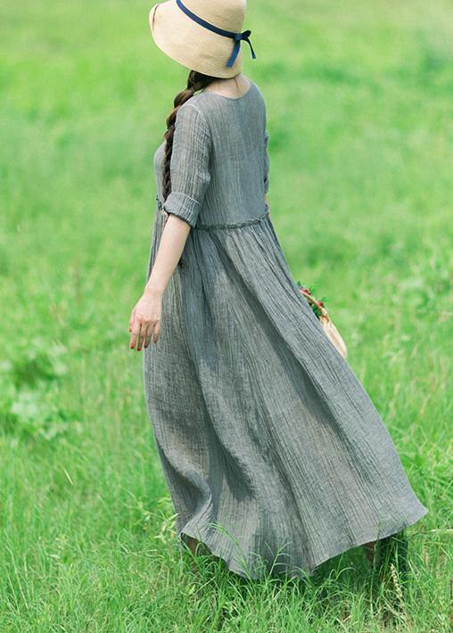 100% Green Dresses O-neck Patchwor Long Summer Dresses