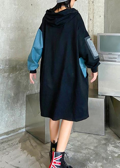 100% Black Dress Hooded Letter Dresses