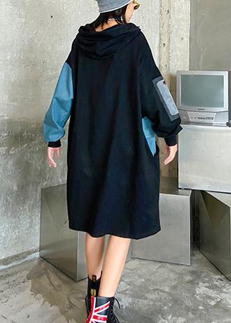 100% Black Dress Hooded Letter Dresses