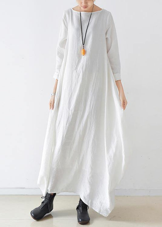 100% O Neck Long Sleeve Dresses Pattern White Kaftan Dresses