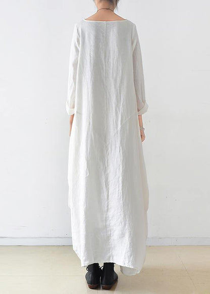 100% O Neck Long Sleeve Dresses Pattern White Kaftan Dresses
