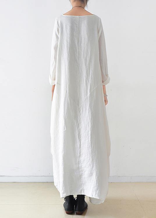 100% O Neck Long Sleeve Dresses Pattern White Kaftan Dresses